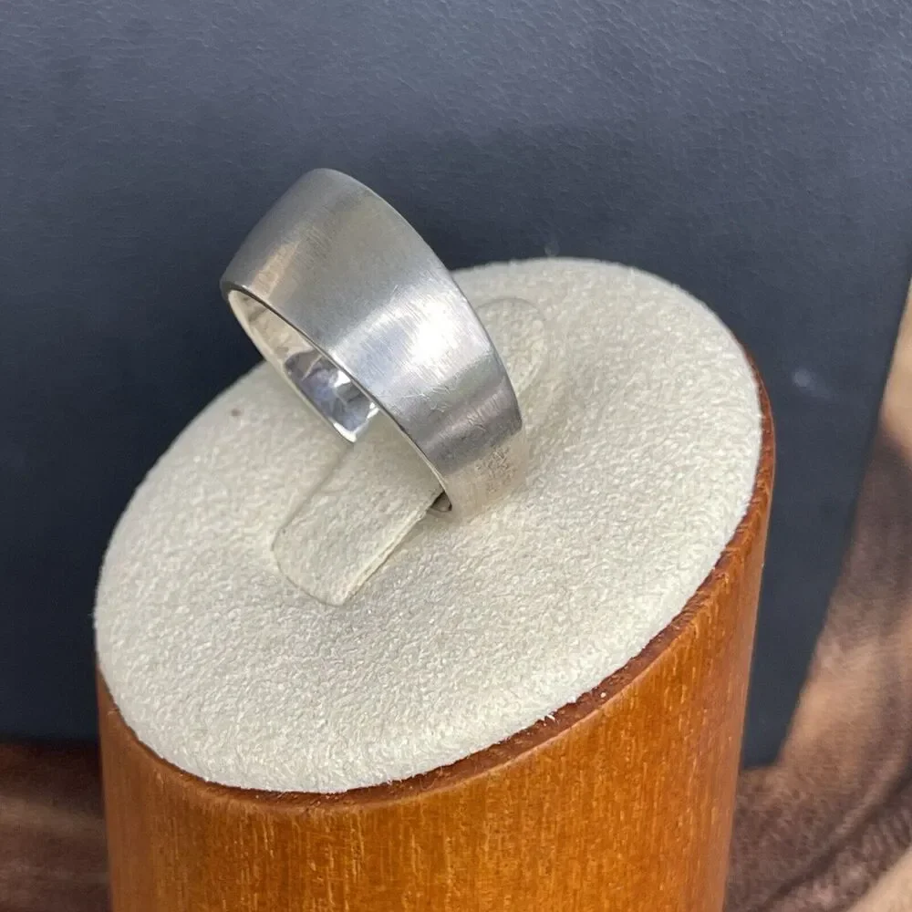 Sterling Silver 925 Marked ‘EWA’ Wide Band Ring 8.2g Size 6